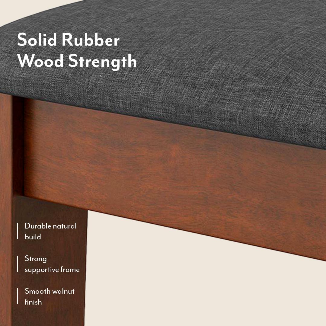 Augusta Solid Wood Dining Chair Set Of 2 In Dark Walnut Finish With Grey Fabric Colour