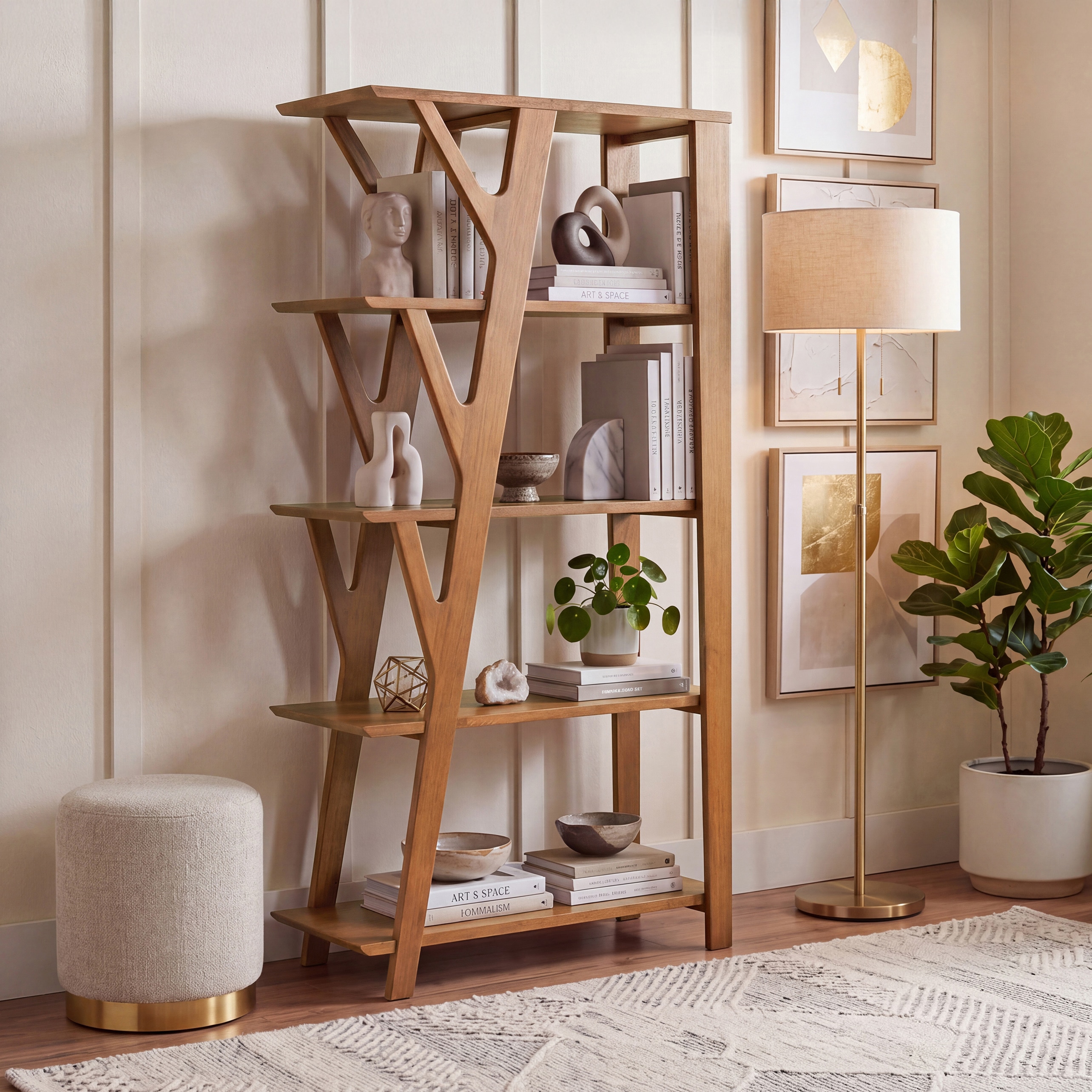 Arden Solid Bookshelf in Amber Walnut Finish - Urban Ladder