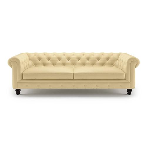 Winchester 3 Seater Half Leather Sofa in Cream Colour