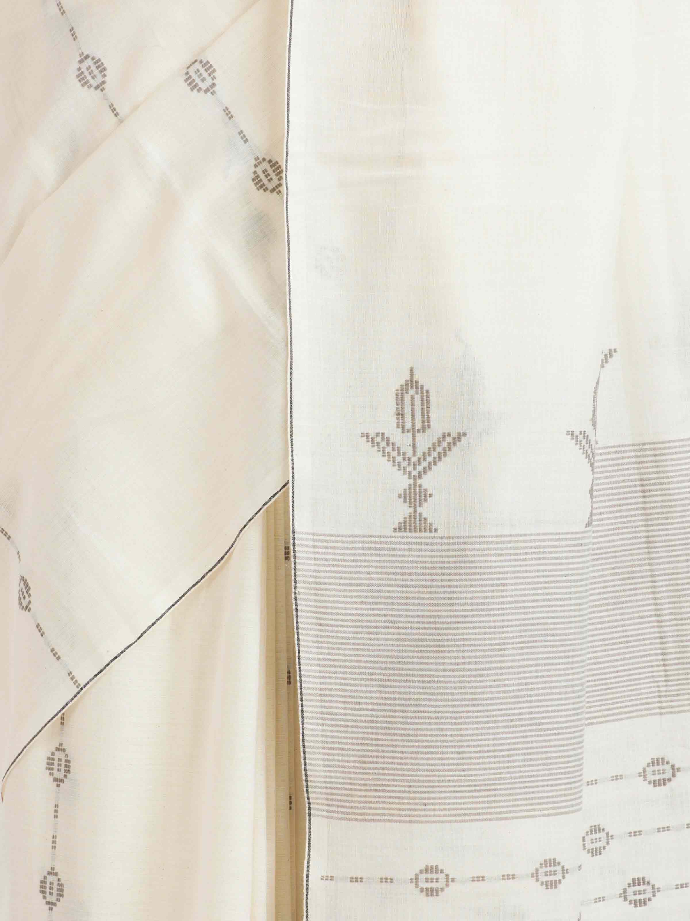 Off-white Cotton Extra-weft Saree