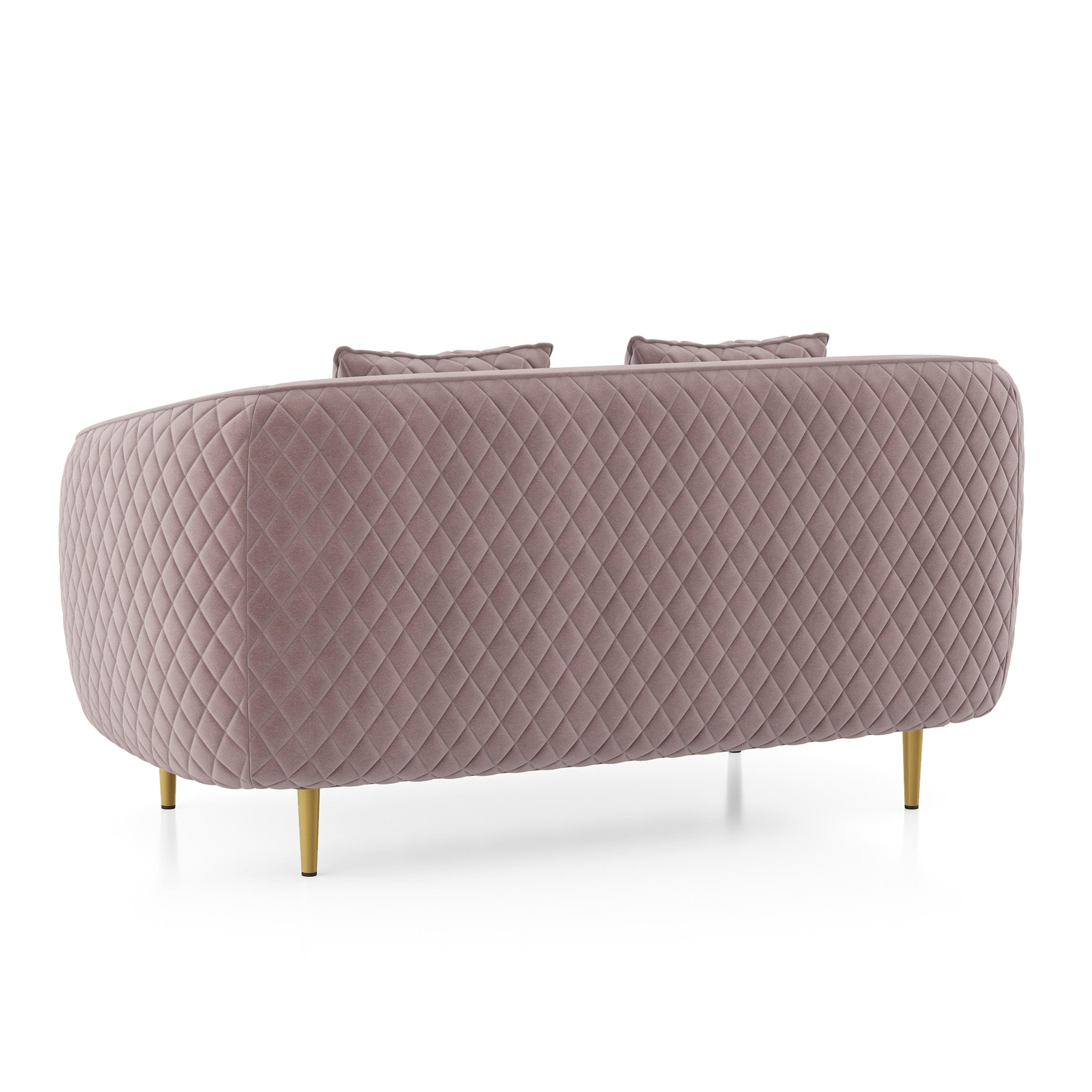 Amora 2 Seater Fabric Sofa in Faded Lilac Pink Velvet