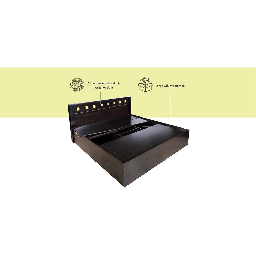 Erinnyes Solid Wood King Size Drawer Storage Bed In Melamine Finish
