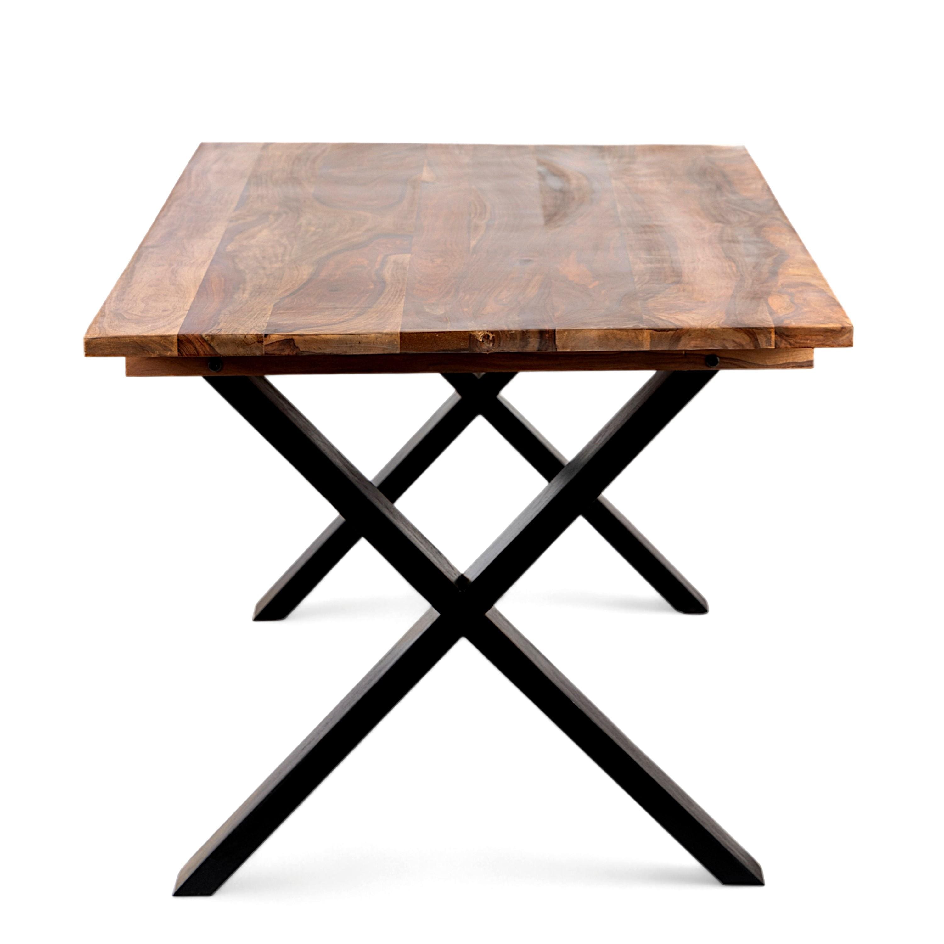 Rosslyn Sheesham Wood Contemporary Dining Table In Teak Finish