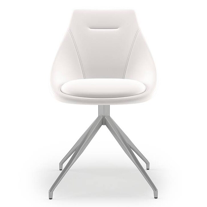 Caribu 4 To 6 Extendable Dining Table With Set Of 6 Doris Swivel Accent Chairs (Colour- White Leatherette, Finish- White High Gloss)