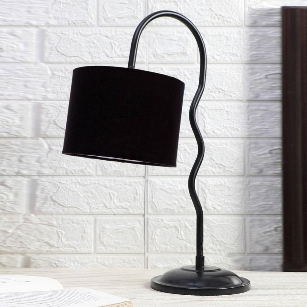 Black cotton Zig Zag Curvy table lamp with Iron Base (SP24) - Devansh