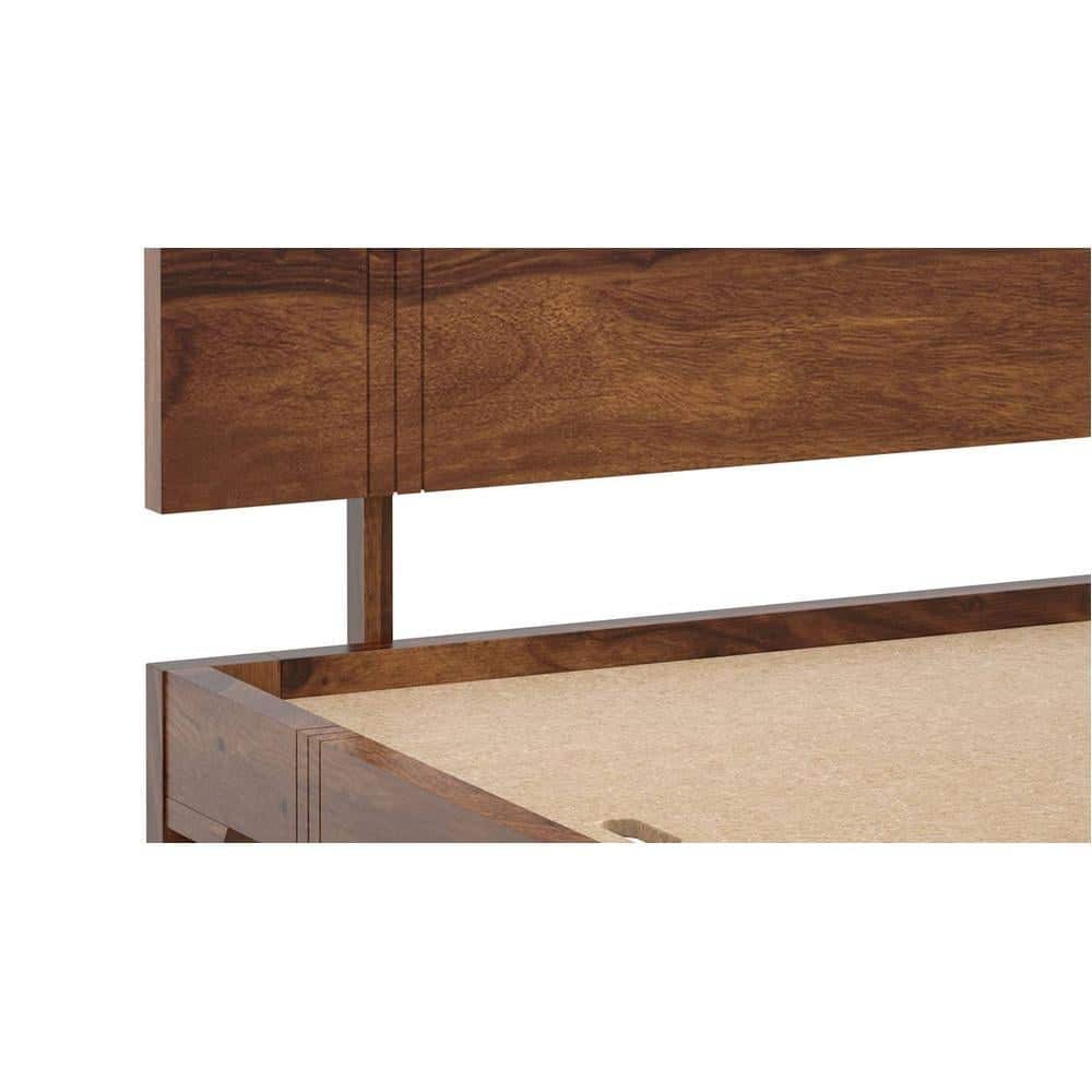 Triplet Solid Wood King Size Non Storage Bed In Provincial Teak Finish