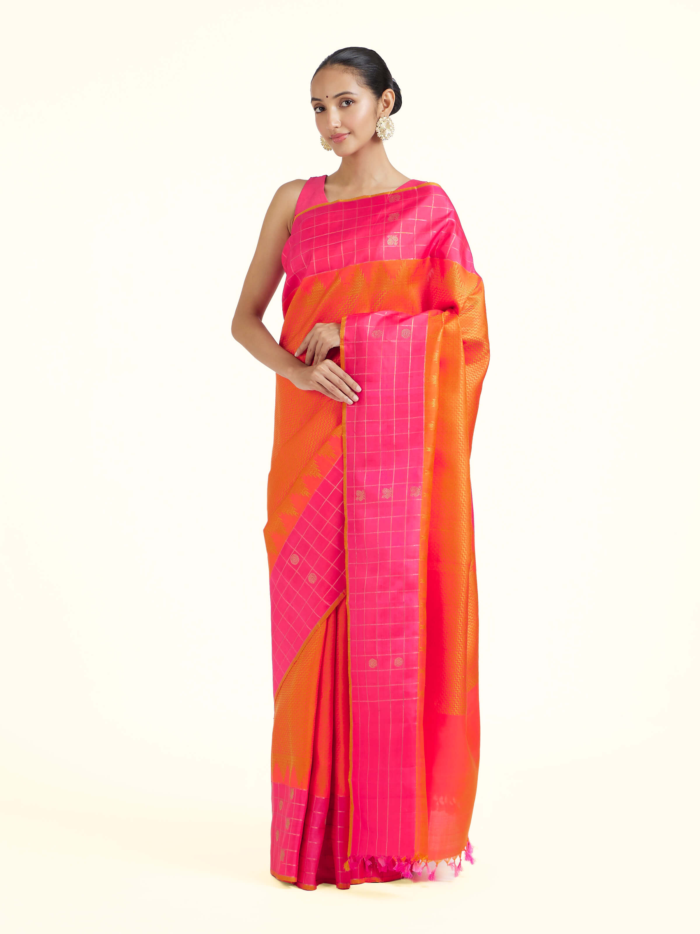 Orange Silk Kancheepuram Saree