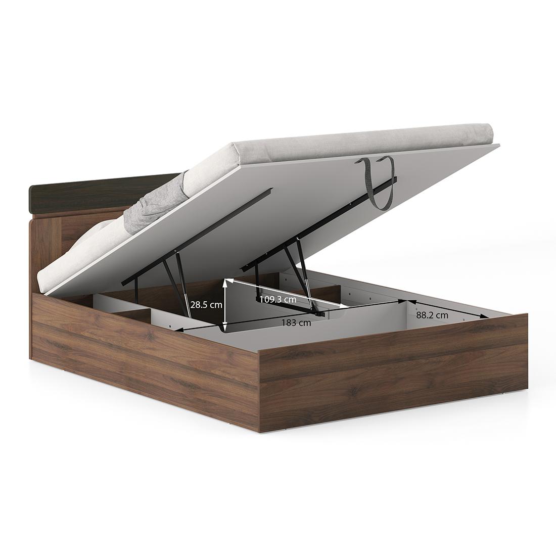 Aruba Engineered Wood Queen Size Hydraulic Storage Bed In Classic Walnut Finish