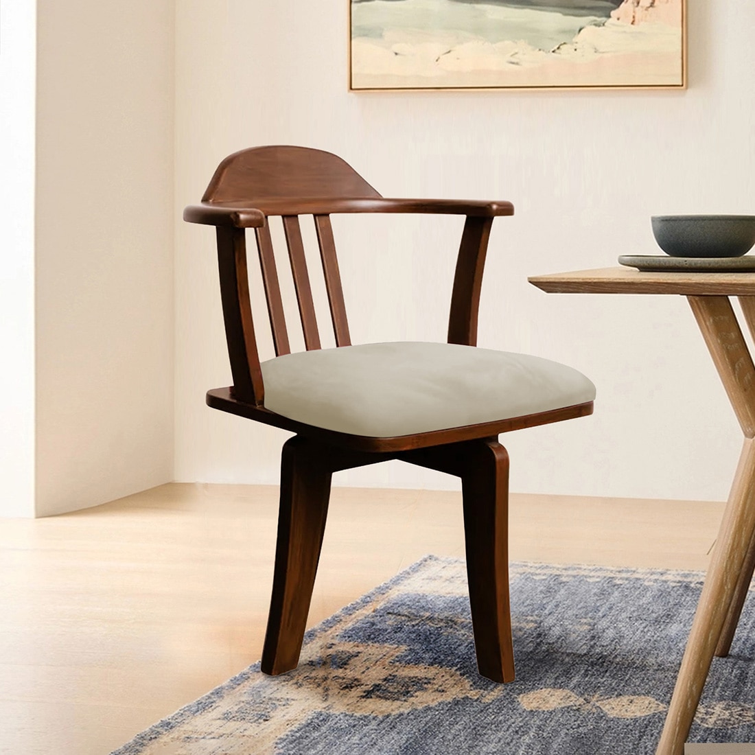 Vanilla Fabric Accent Chair in Cream Colour - Home Lifestylez