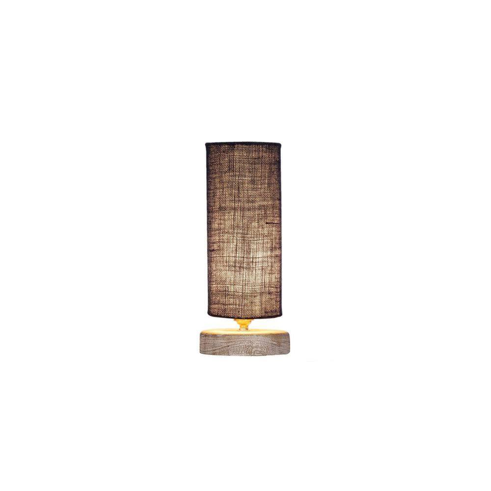 Walter Blue Jute table lamp with White Brushed wood base
