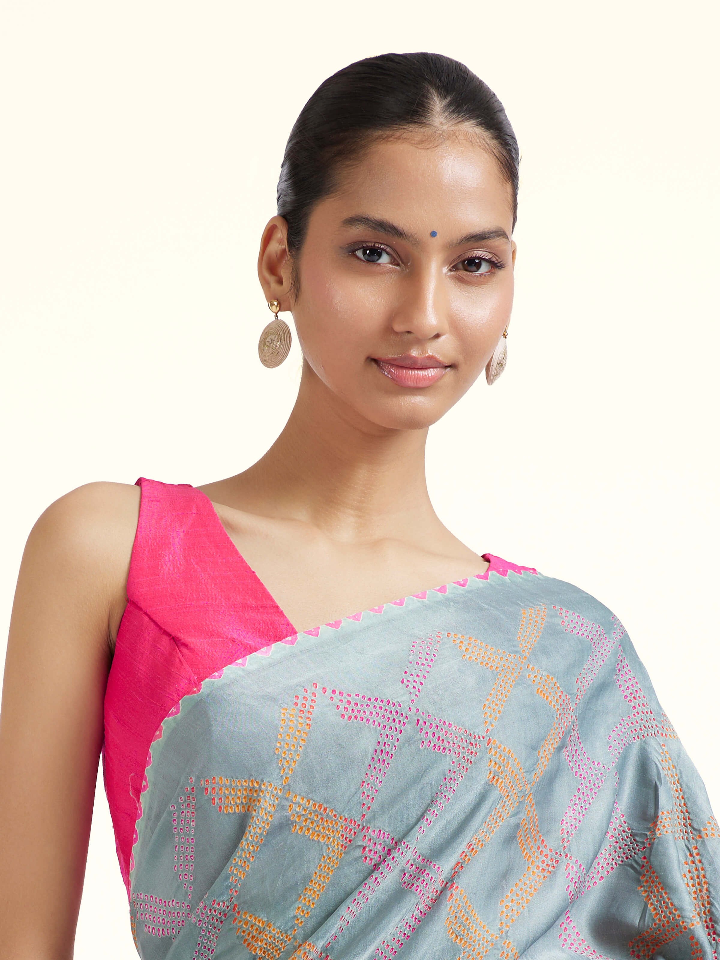 Light Green Silk Tie & Dye Bandhani Saree