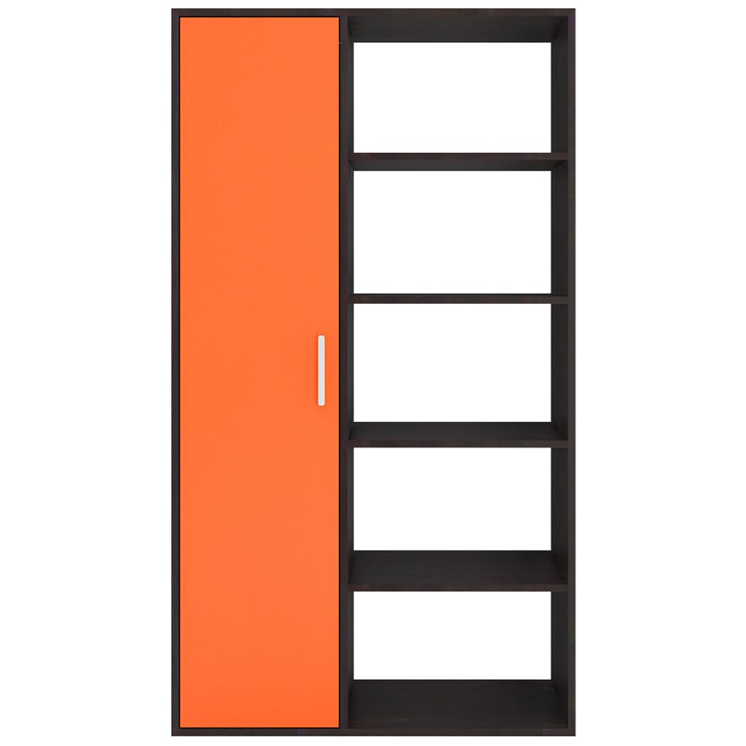 Nikola Large Crockery cum Bookshelf and Divider Unit in Antique Ebony Light Orange Colour
