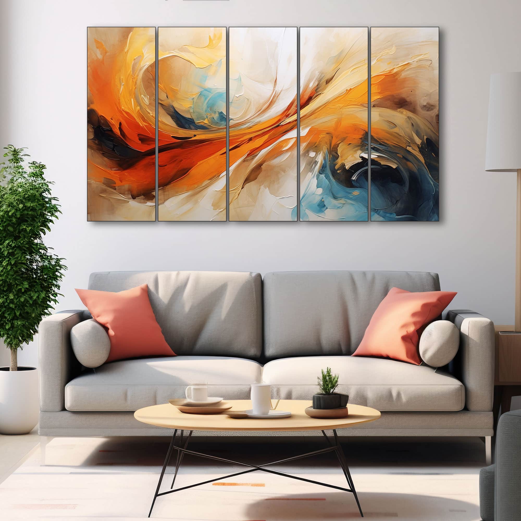 The Castle Decor Abstract Art Wall Painting Wooden Framed Digital Painting 27x48 Inch (Style 17) - The Castle Decor