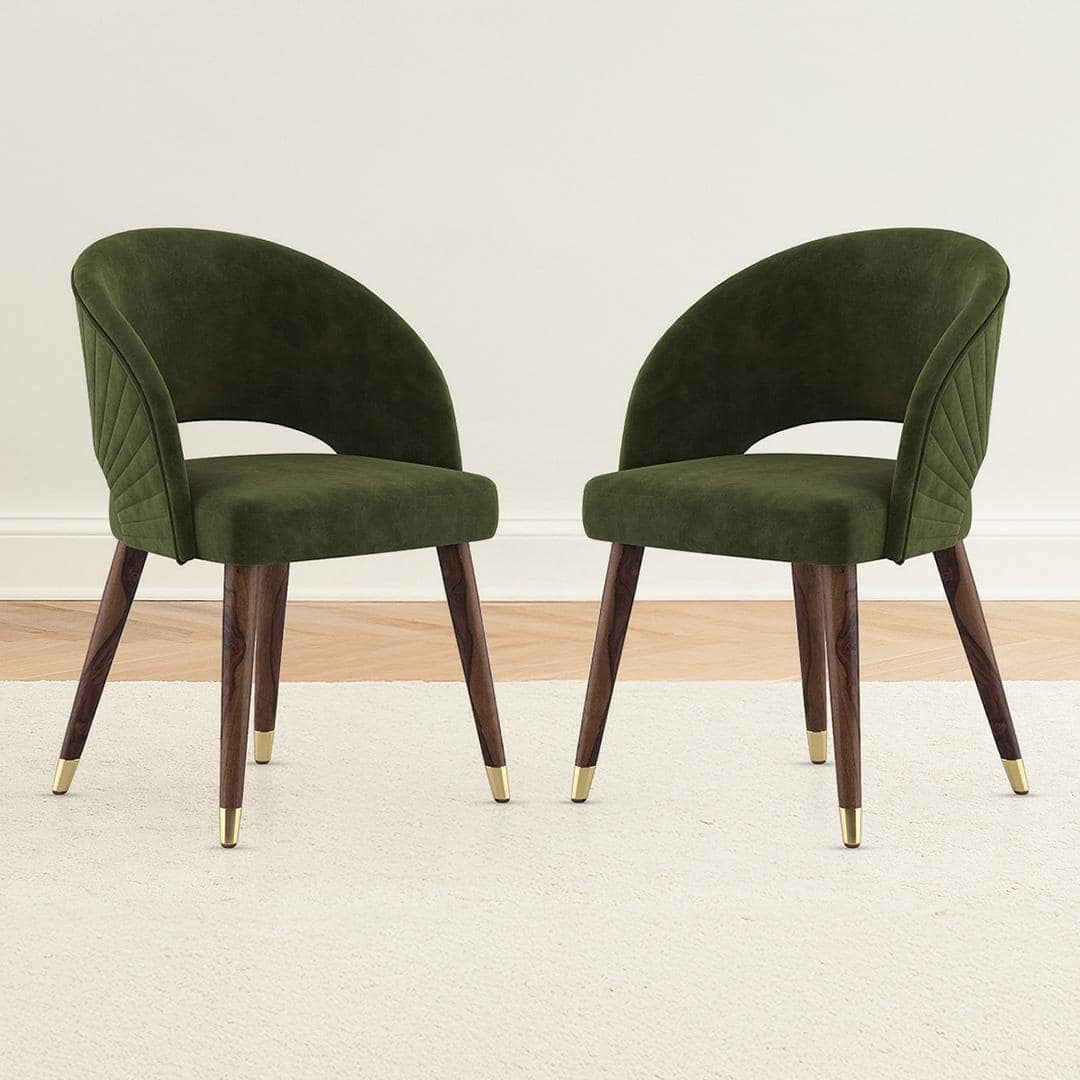 Celia Accent Dining Chair in Deep Olive Velvet Colour