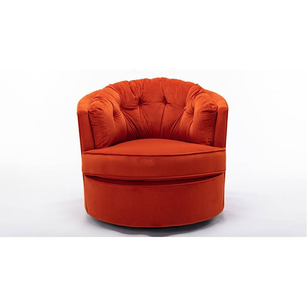 Marius Swivel Solid Wood Round Chair in Orange Colour