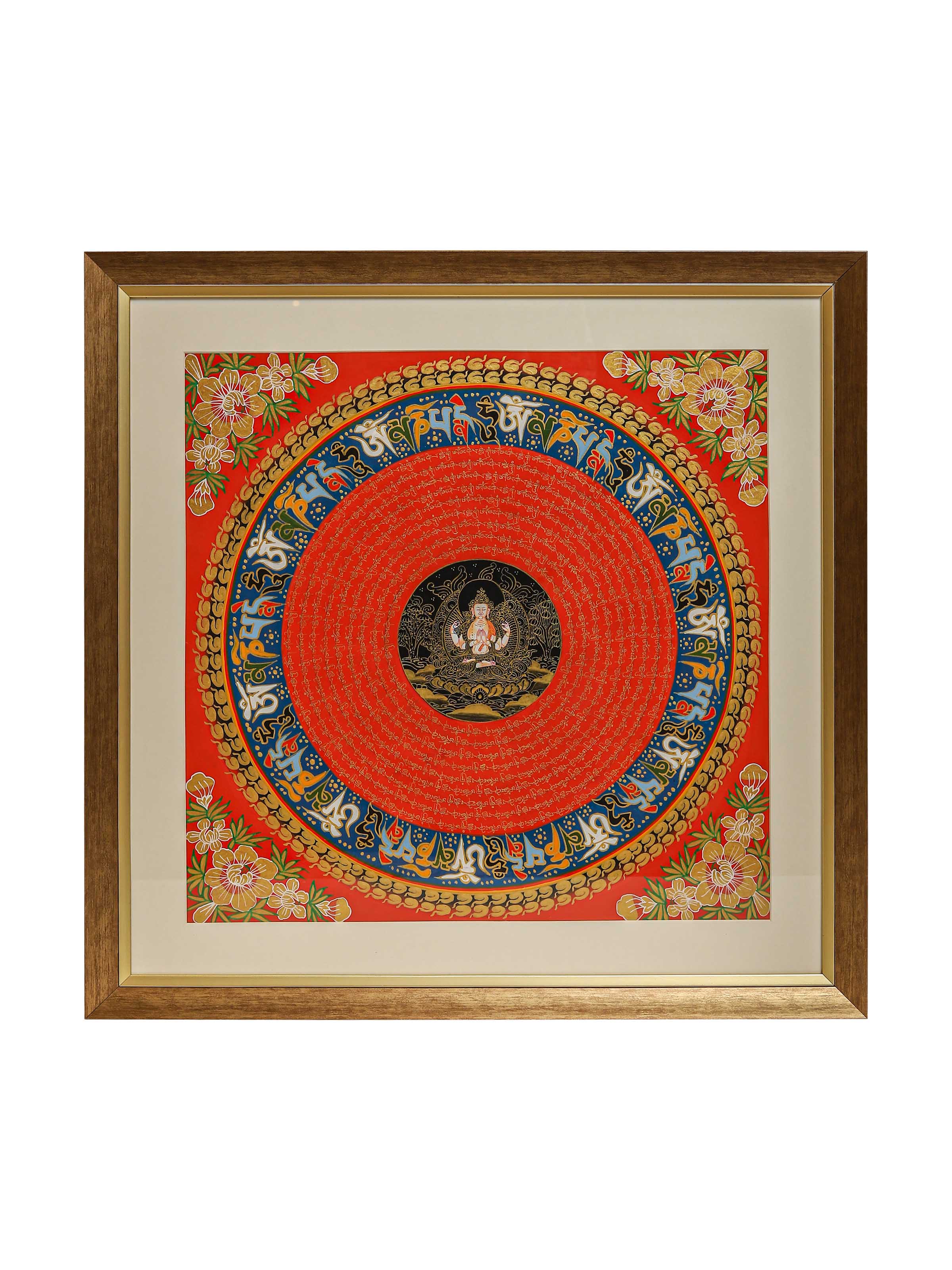 Chenrizig Buddha with Mantra Thangka Painting