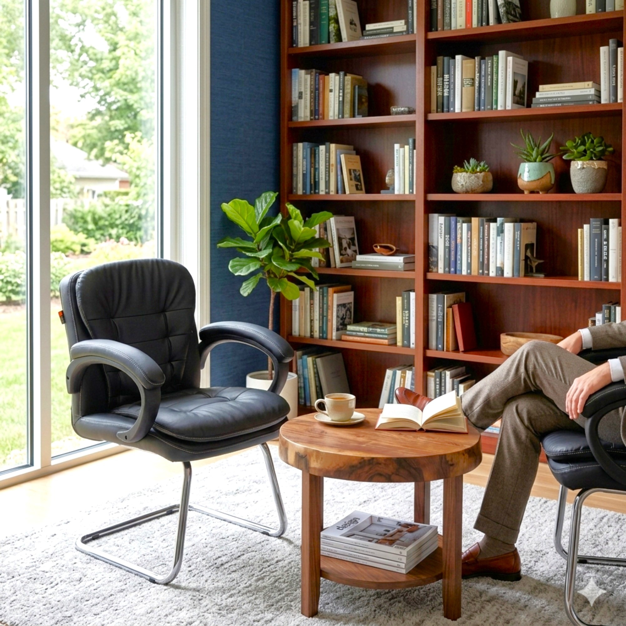 Elegant Cantilever Chair In Black - Adiko Systems