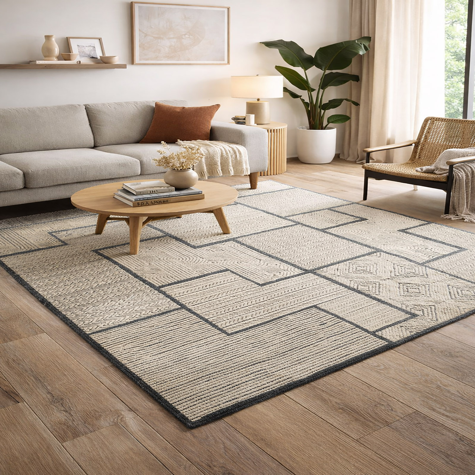 ELY Wool Rectangle Carpets Hand Tufted in Ivory Colour - The Woven Legacy