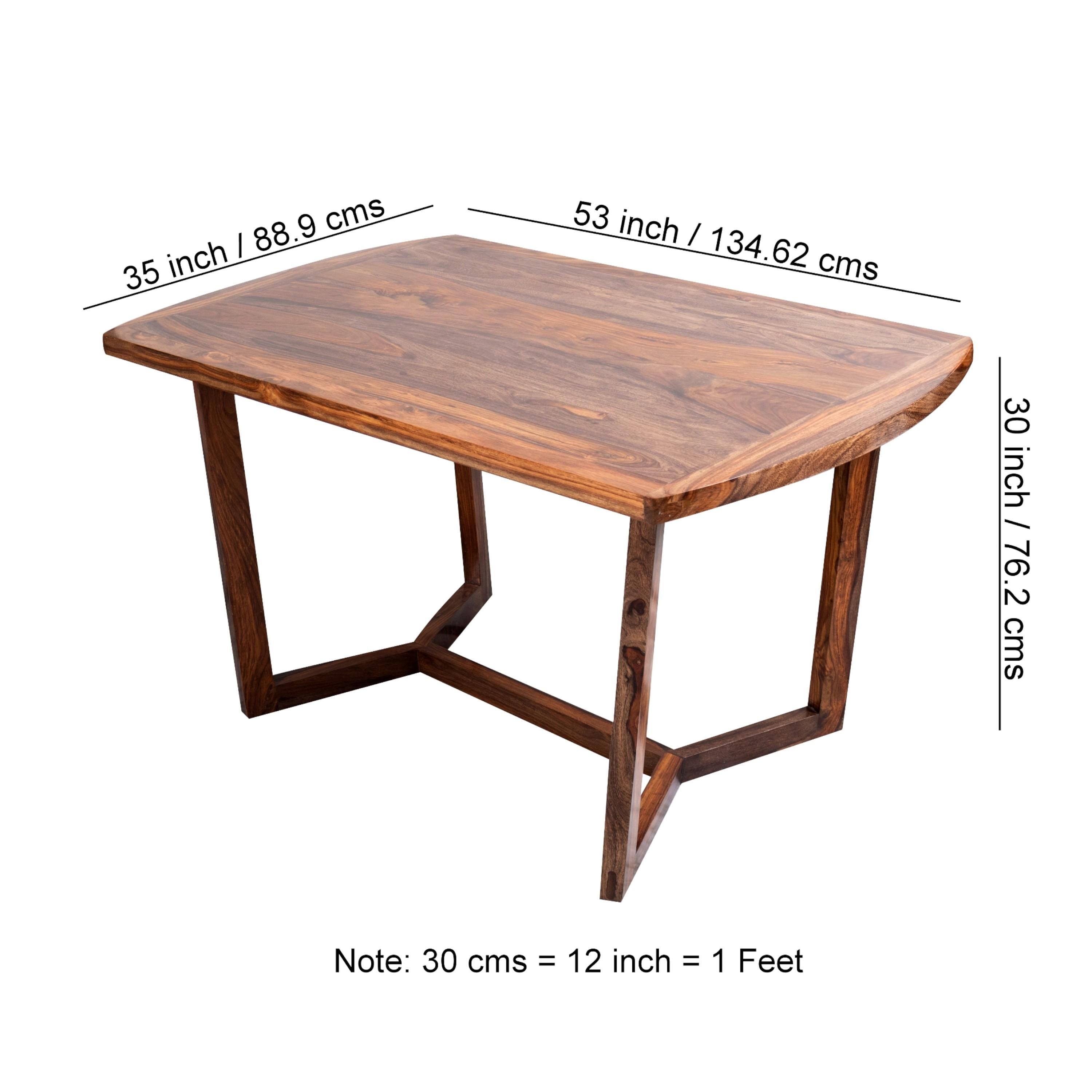 Columbus Sheesham Wood Dining Table In Teak Finish