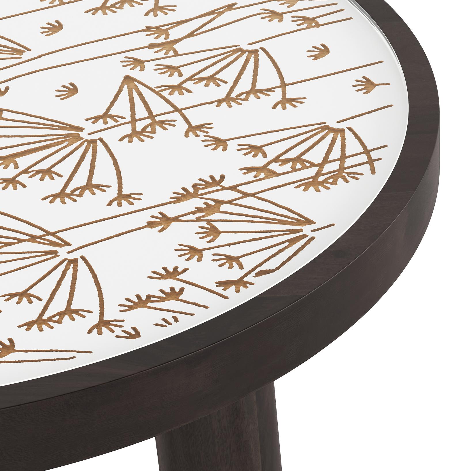 Fleur Side Table White & Americain Walnut Finish