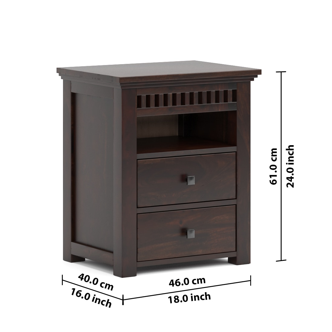 Madhavi Solid Wood Bed Side In Walnut Teak Finsh