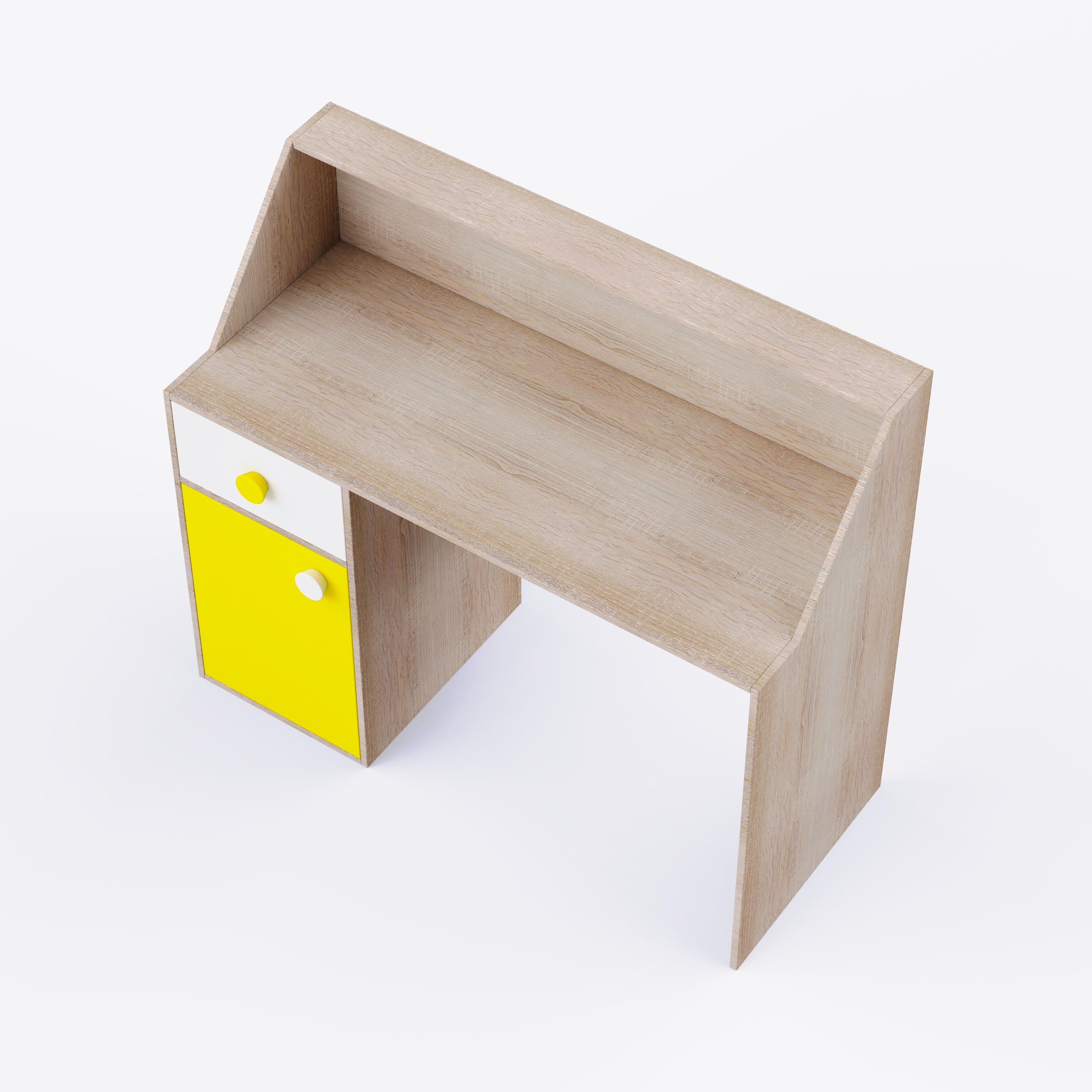 Elementary Study Table In Oak & Yellow Colour