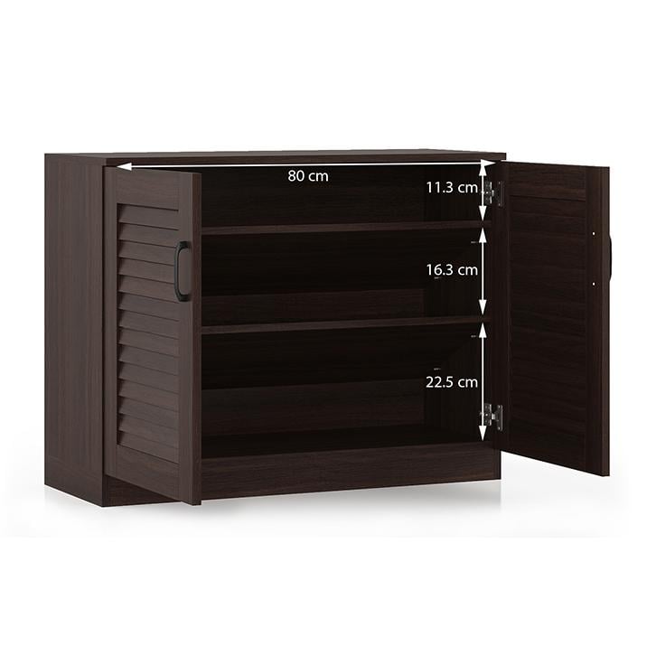 Bennis 12 Pair Shoe Rack in Dark Walnut Finish