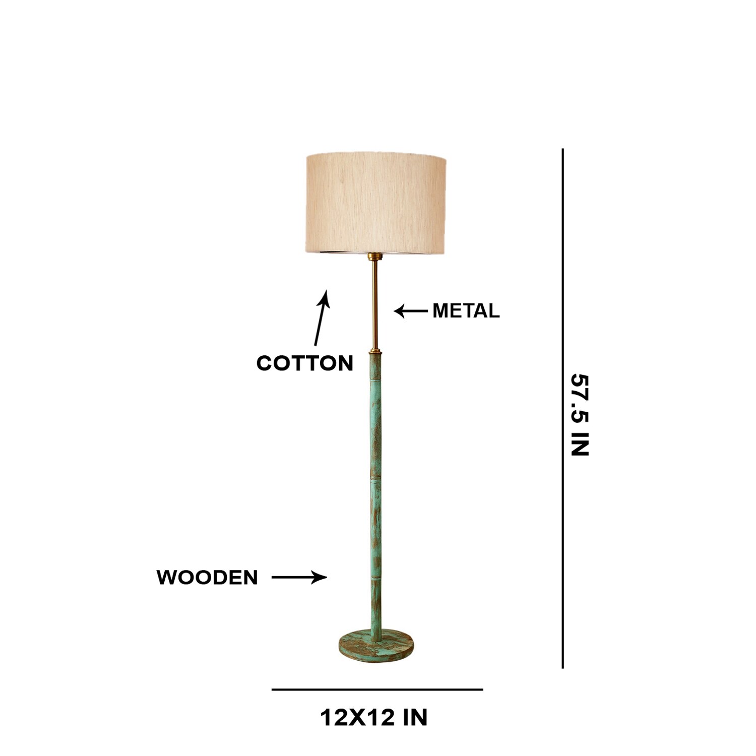 Devansh Wood & Metal Floor Lamp
