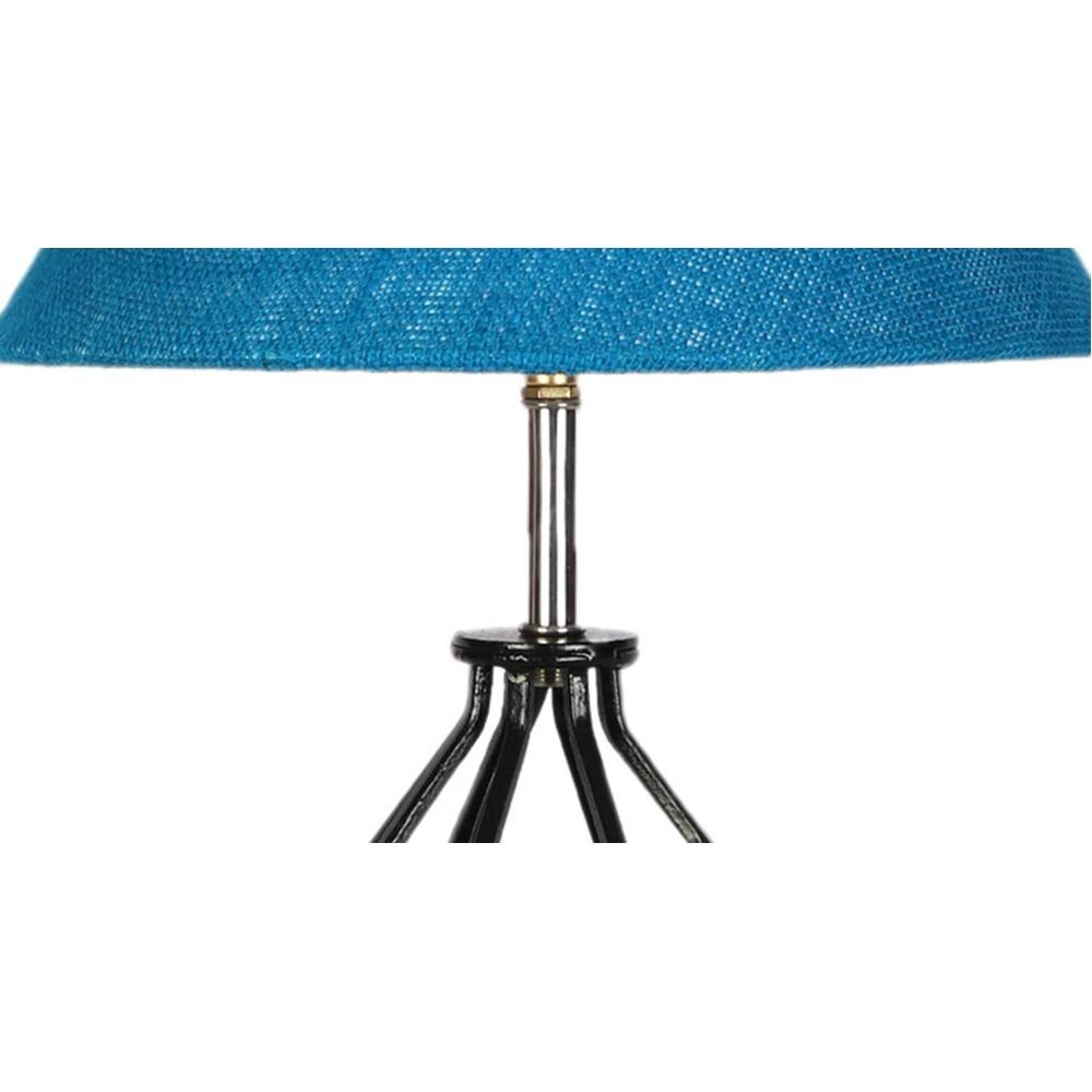 Esmeralda Turquoise Jute Table lamp with Wood & Iron Base