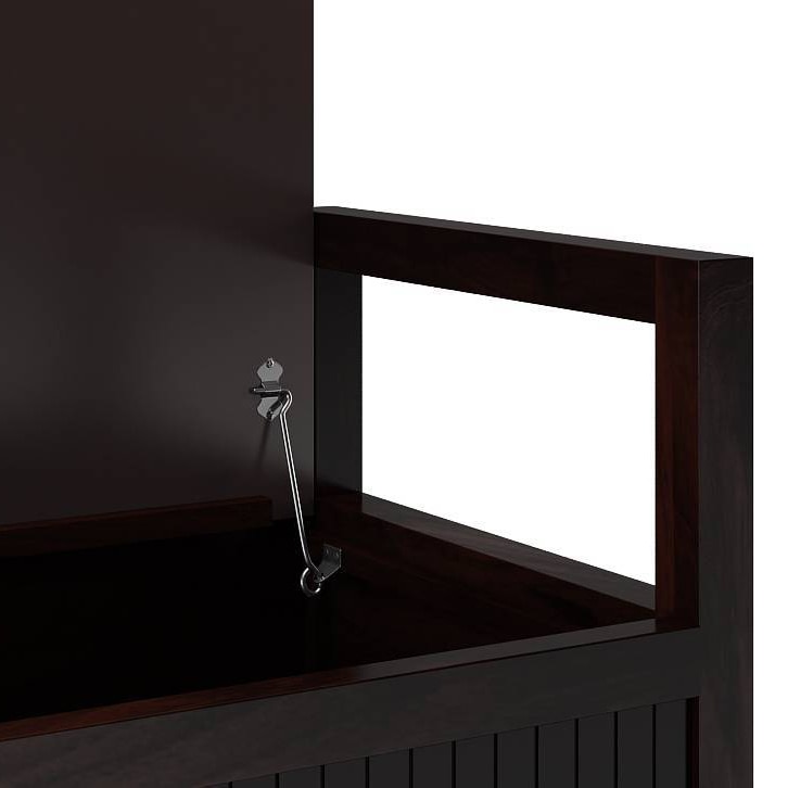 Rhodes Solid Wood Bench in Mango Mahogany Finish with Mint Ikat Fabric Colour