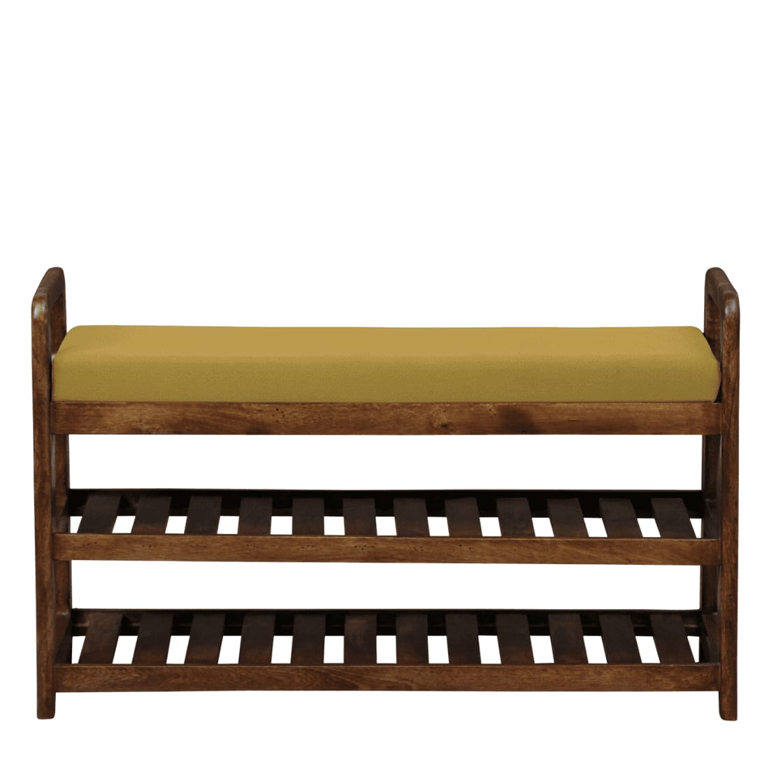 Holmsvik Solid Wood Shoe Rack with Seating in Walnut Brown finish
