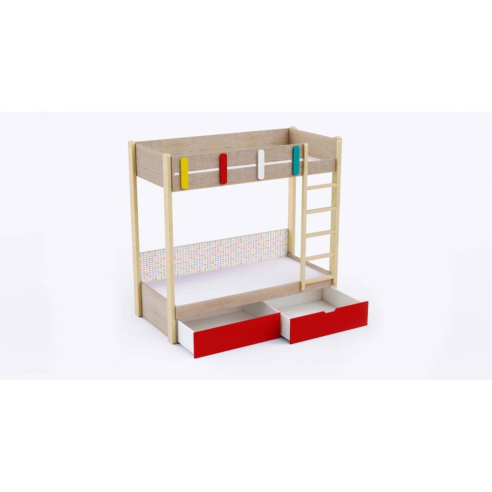 Pine Tree Bunk Bed with Drawer Storage