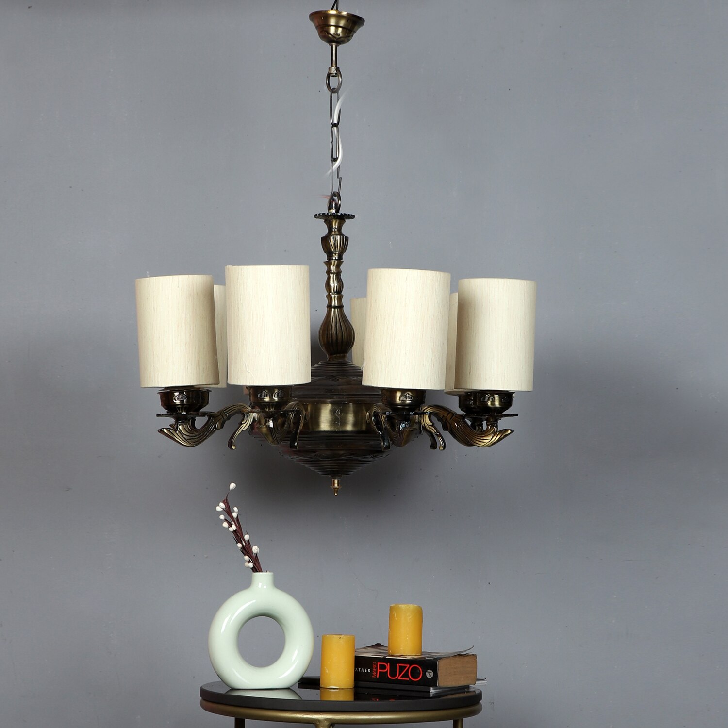 Devansh Gold Antique Wall Mounted Lamp With Black  Cotton Shade
