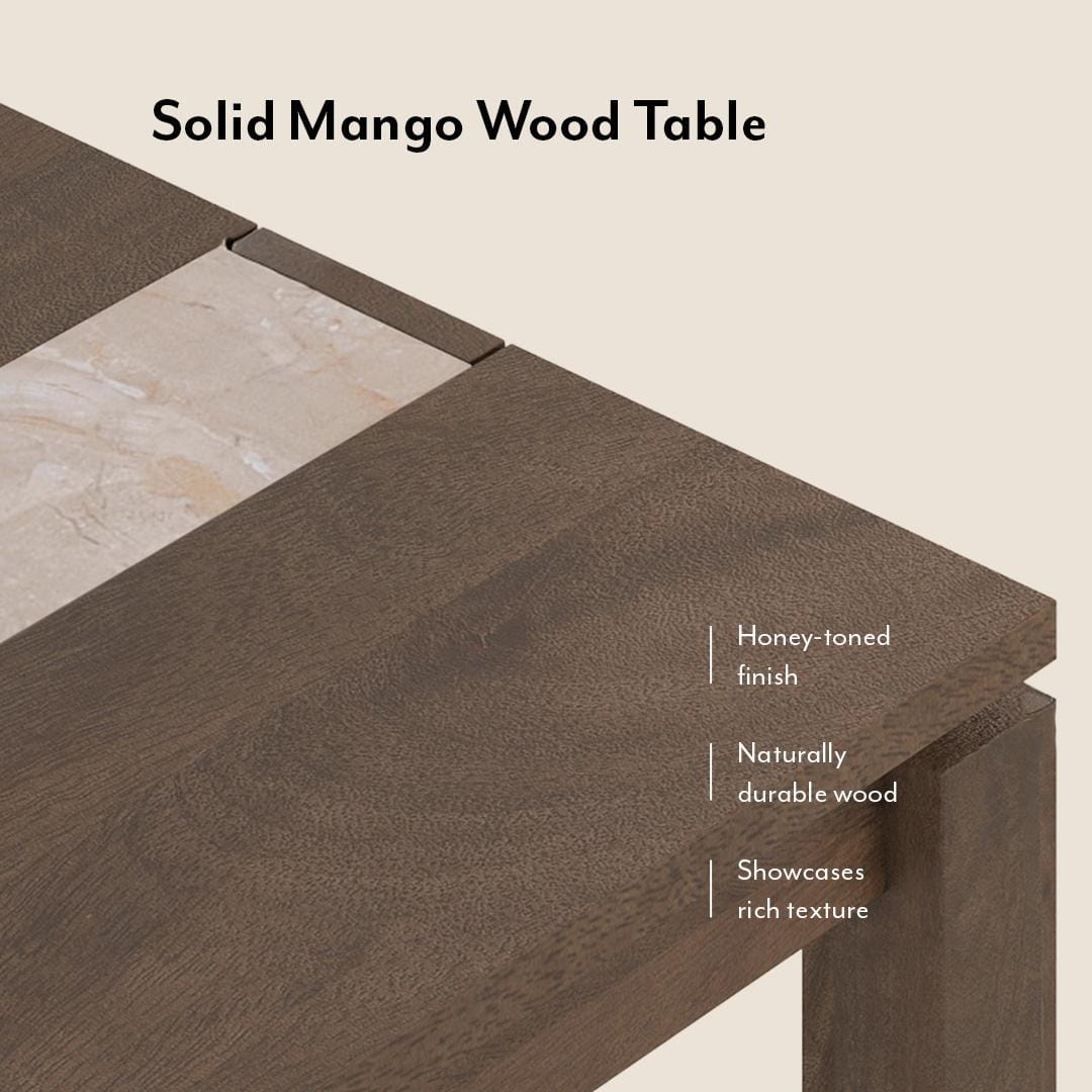 Atlas Crest Solid Wood 6 Seater Dining Table with 6 Rickman Lounge Chair