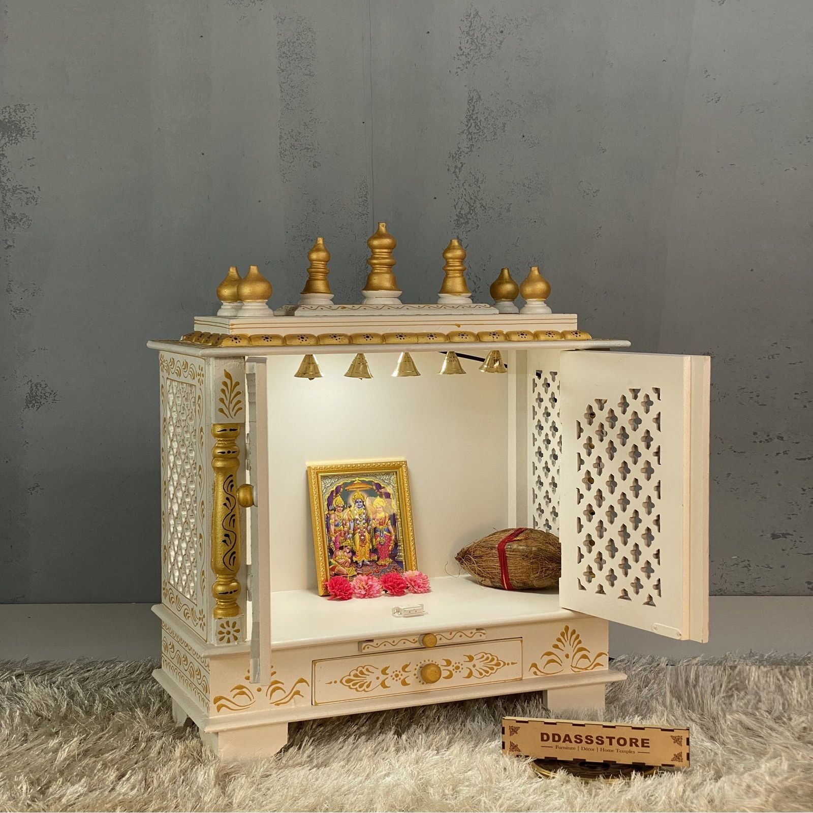 D'Dass Sheesham and Mdf Wooden Home Temple For Pooja Mandir For Home - D'DASS