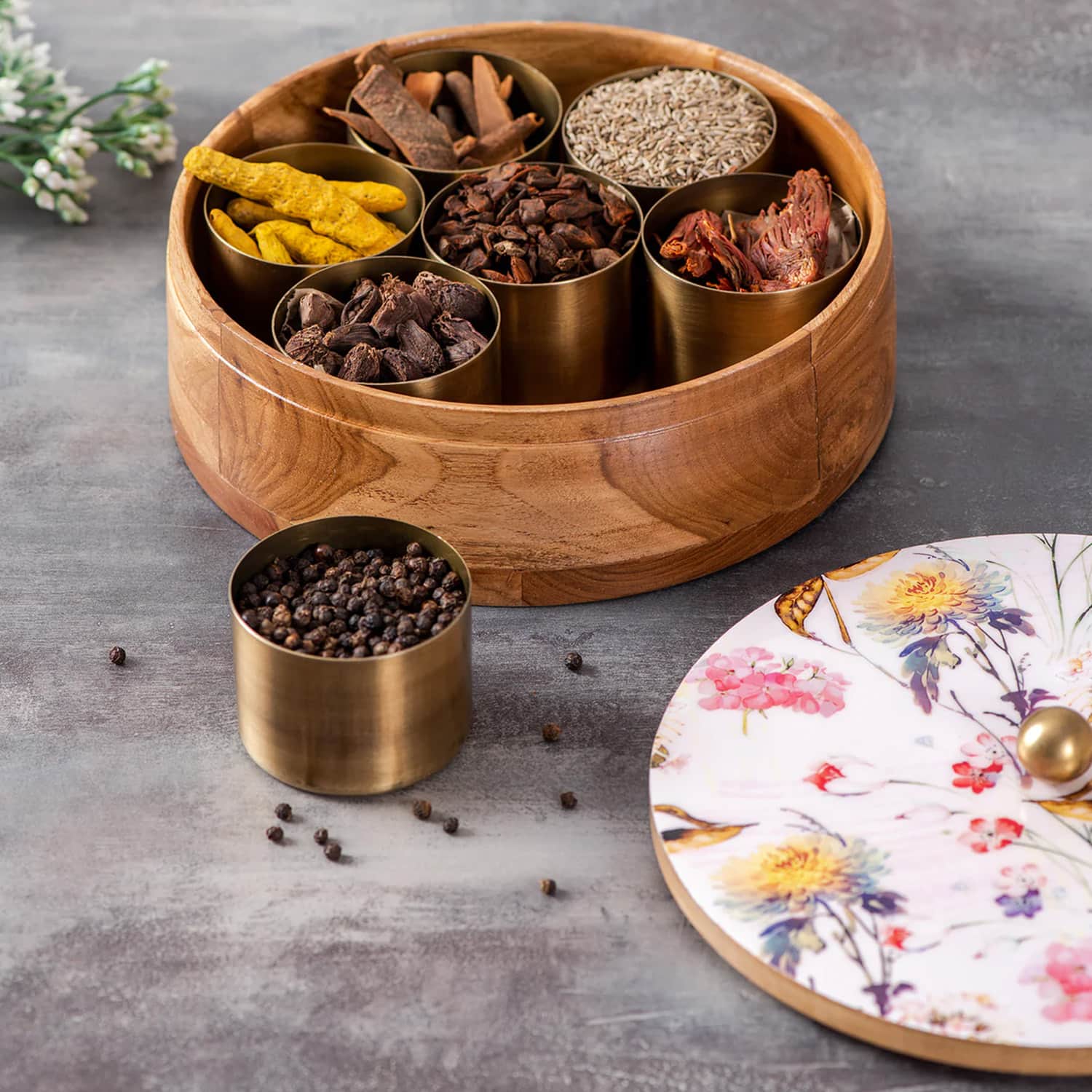 Allure Botanic Teak Wood Masala Box Pink