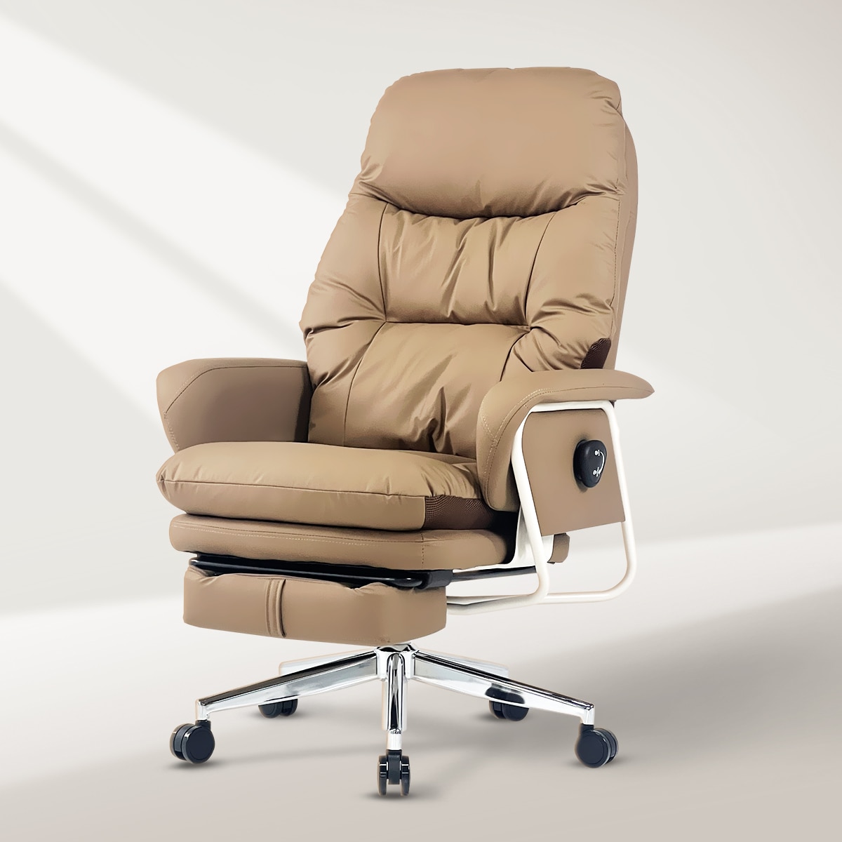 Kepler Brooks Divine Premium Composite Leather Chair in Brown Colour - Kepler Brooks