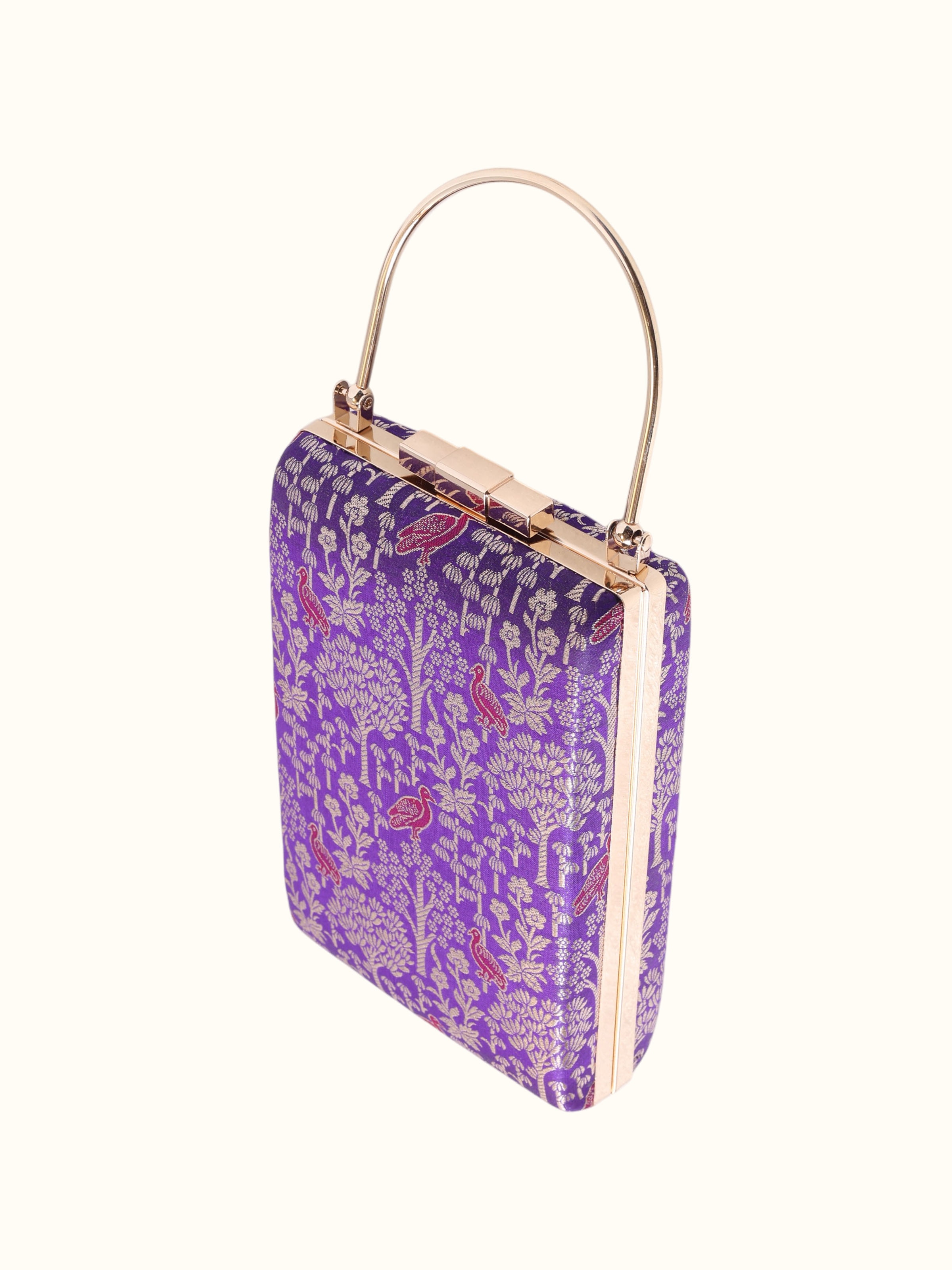 Purple Banarasi Silk Handbag
