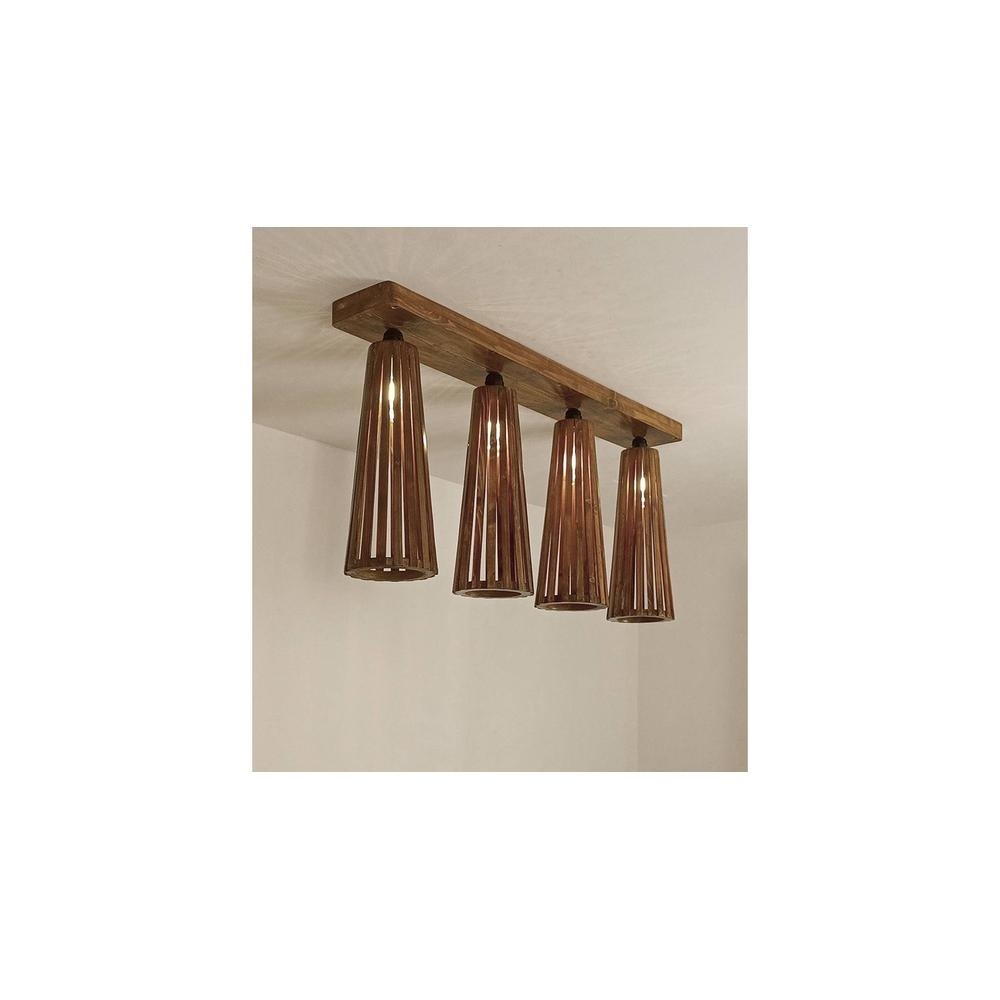 Bole Brown Solid Wood Ceiling Light