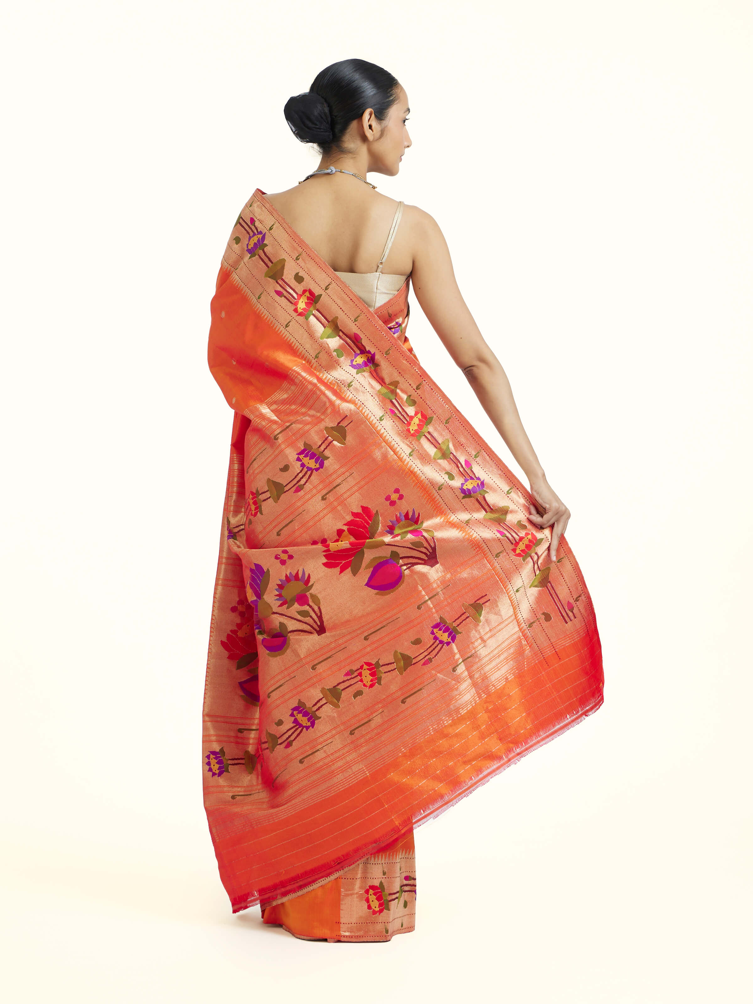 Orange Paithani Silk Saree