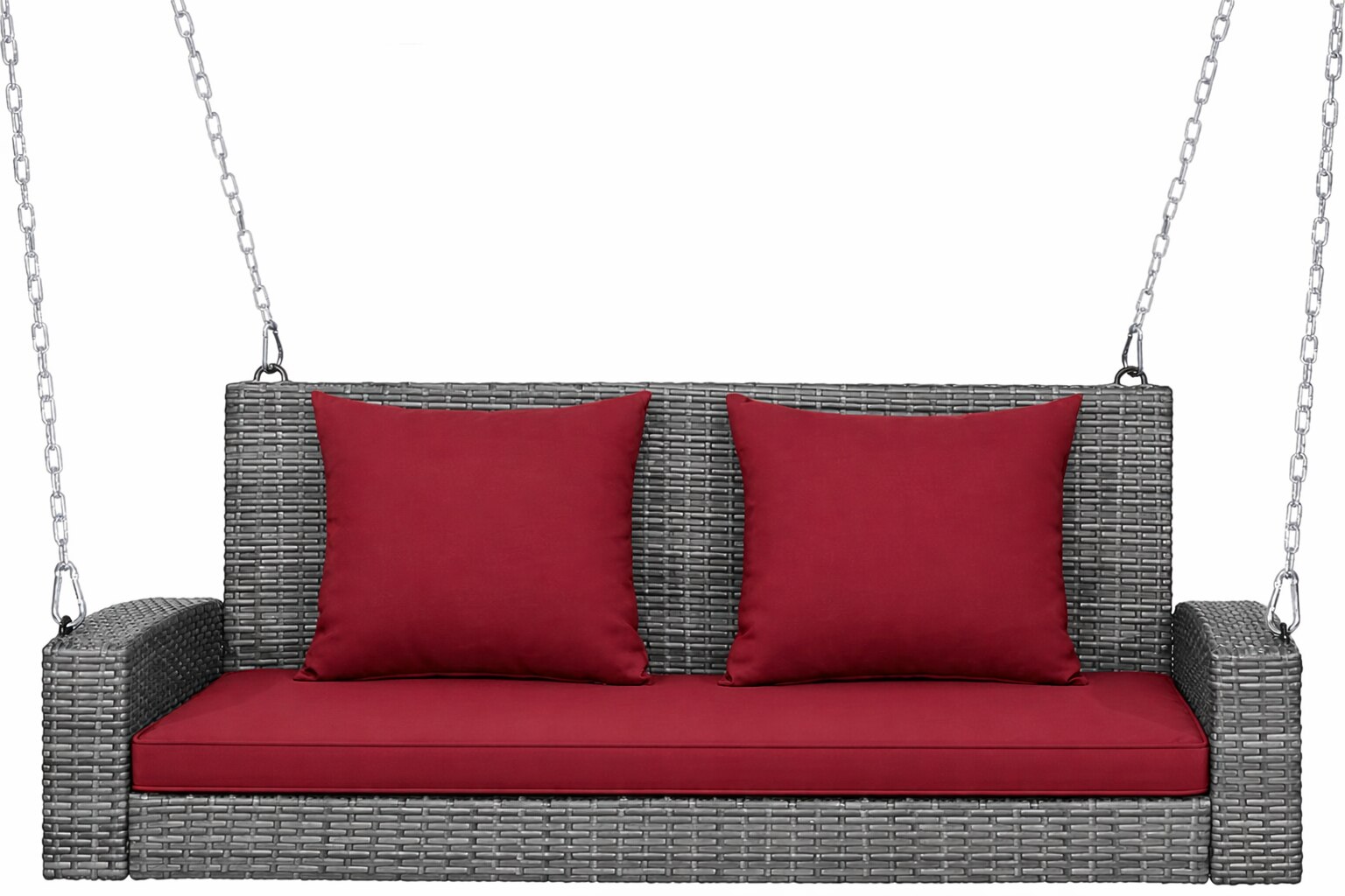 Carry Bird Wicker Patio Furniture Outdoor Balcony Swings In Grey And Maroon Colour - Carrybird