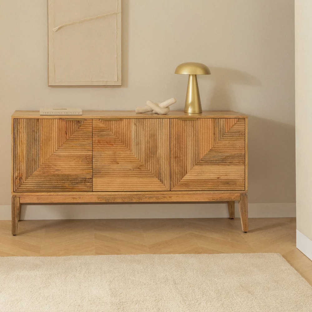 Denera Solid wood Mango Sideboard with 4 Door in Natural Finish - Woodenmood