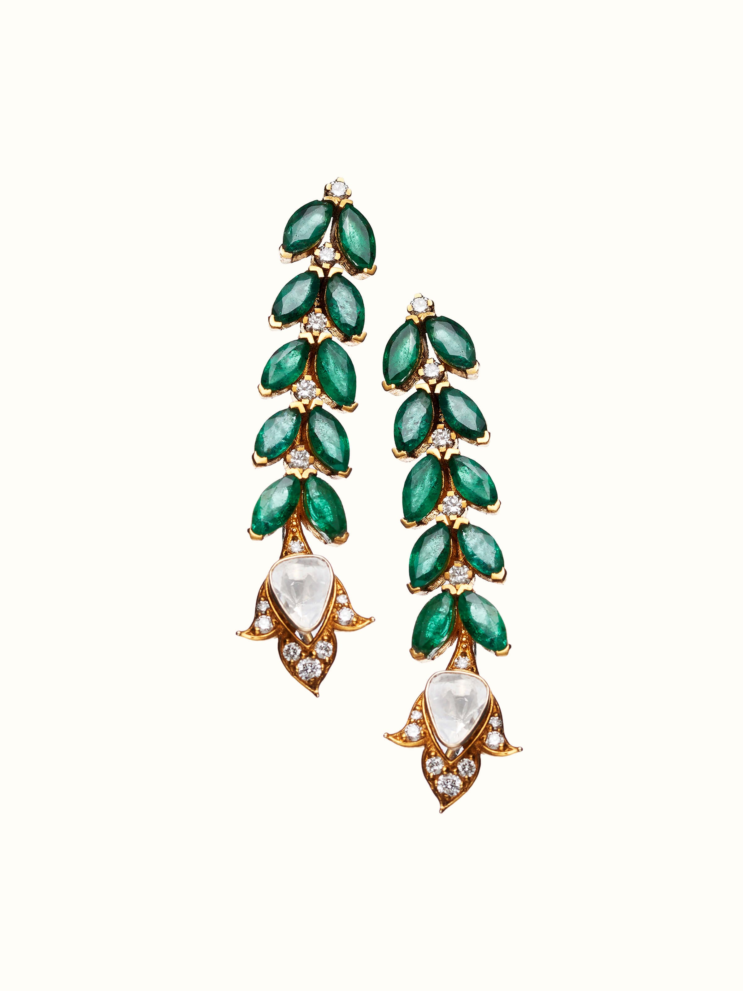 Dank Polki 14 Karat Gold Drop Earrings