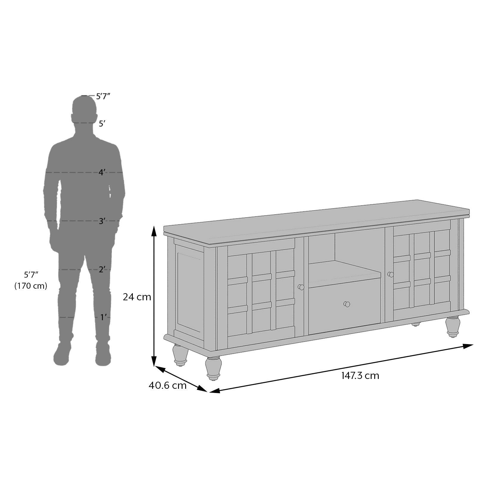 Azul Solid Wood TV Unit in Brushed Walnut Finish