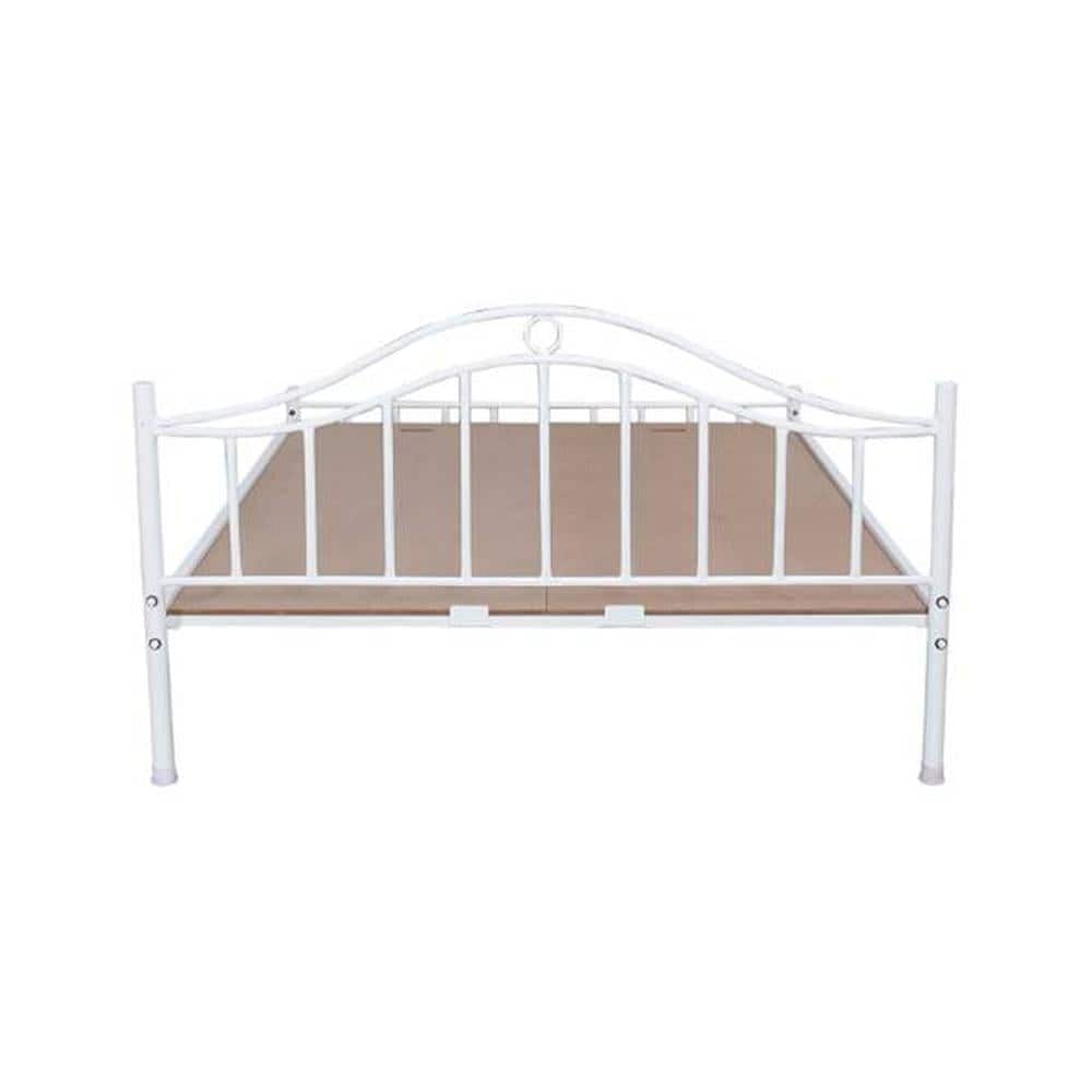 Morris Metal Queen Size Non Storage Bed In White Finish