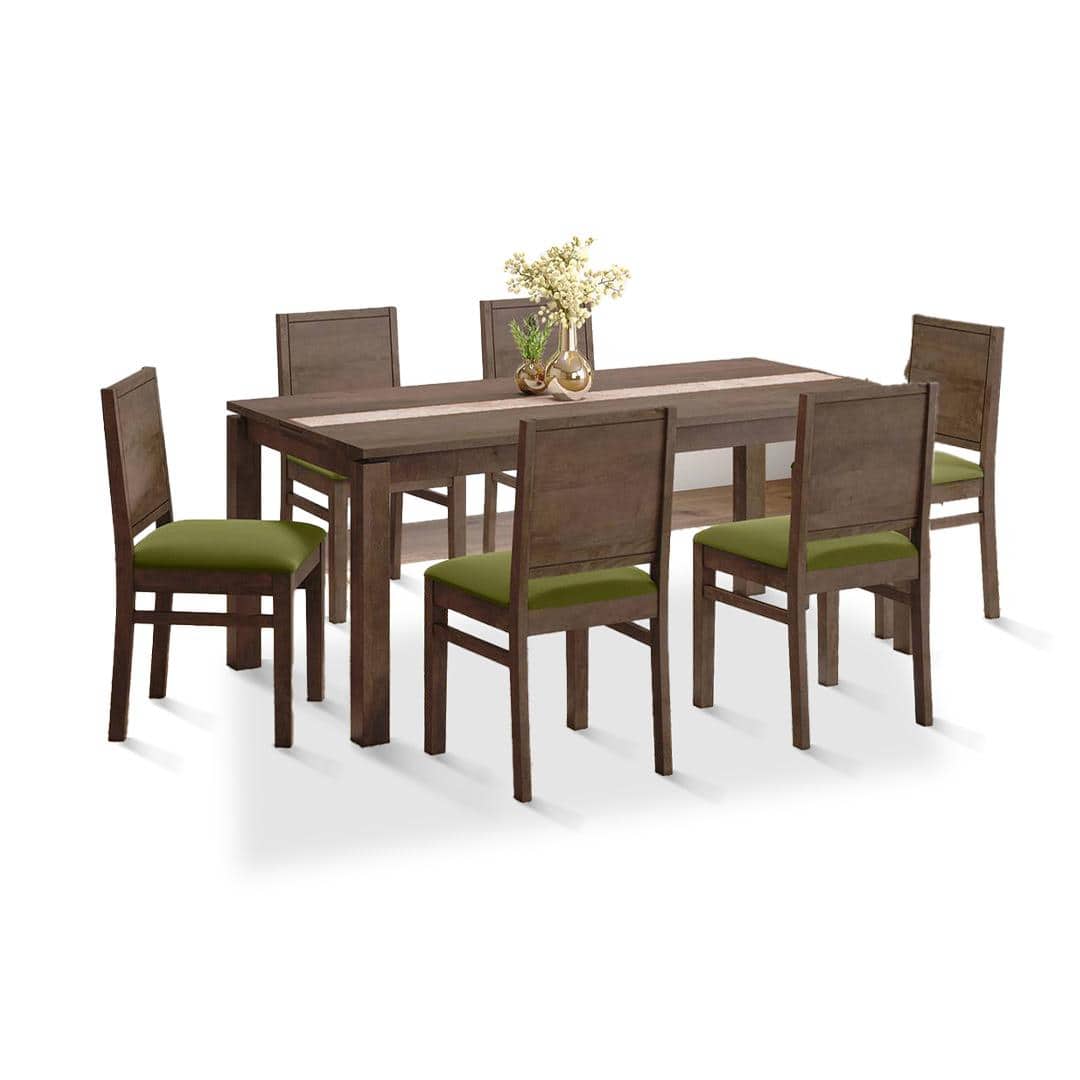 Atlas Crest Solid Wood 6 Seater Dining Table with Atlas Dining chairs Set