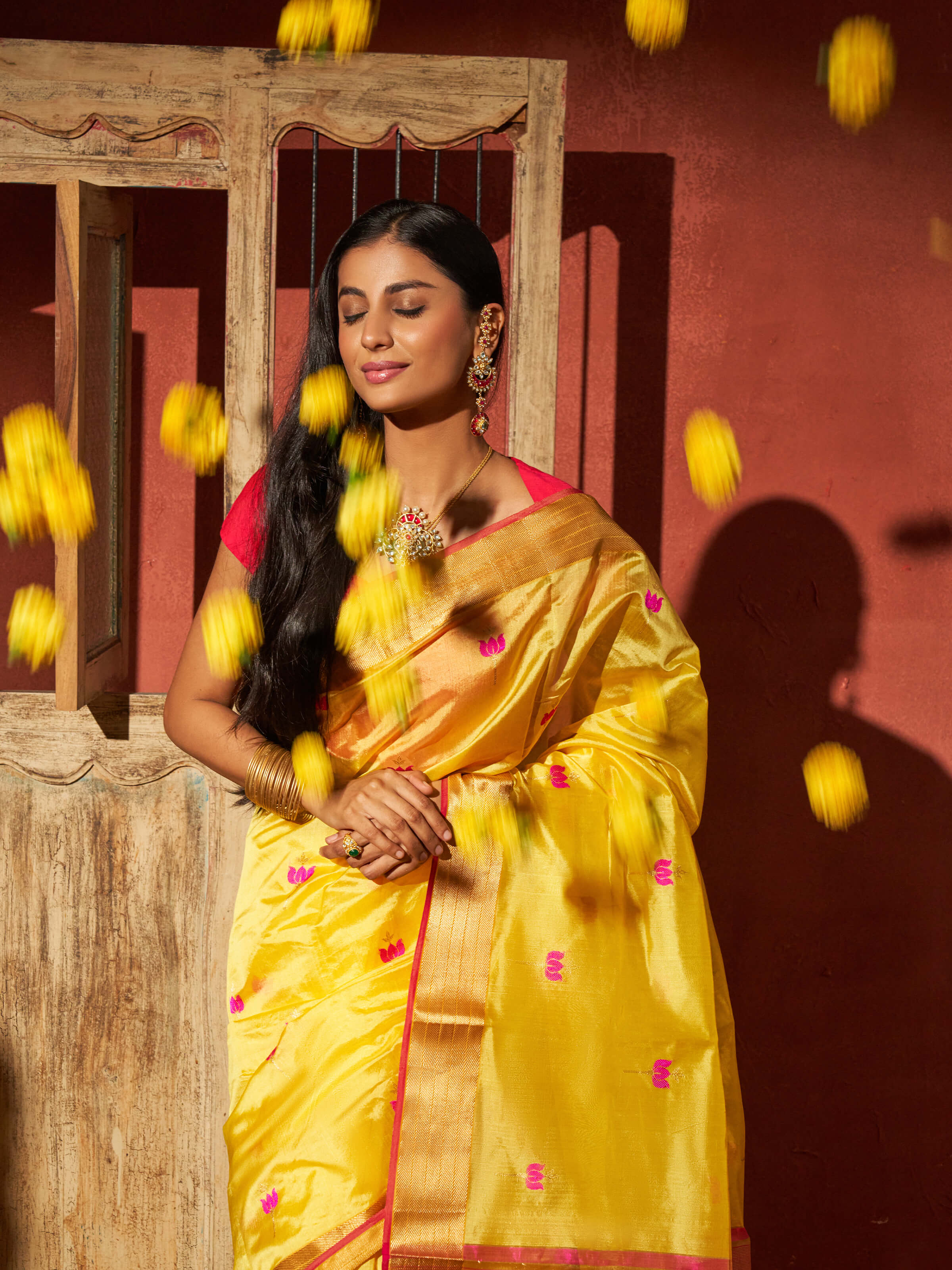 Black Gossamer & Cotton Silk Chanderi Saree