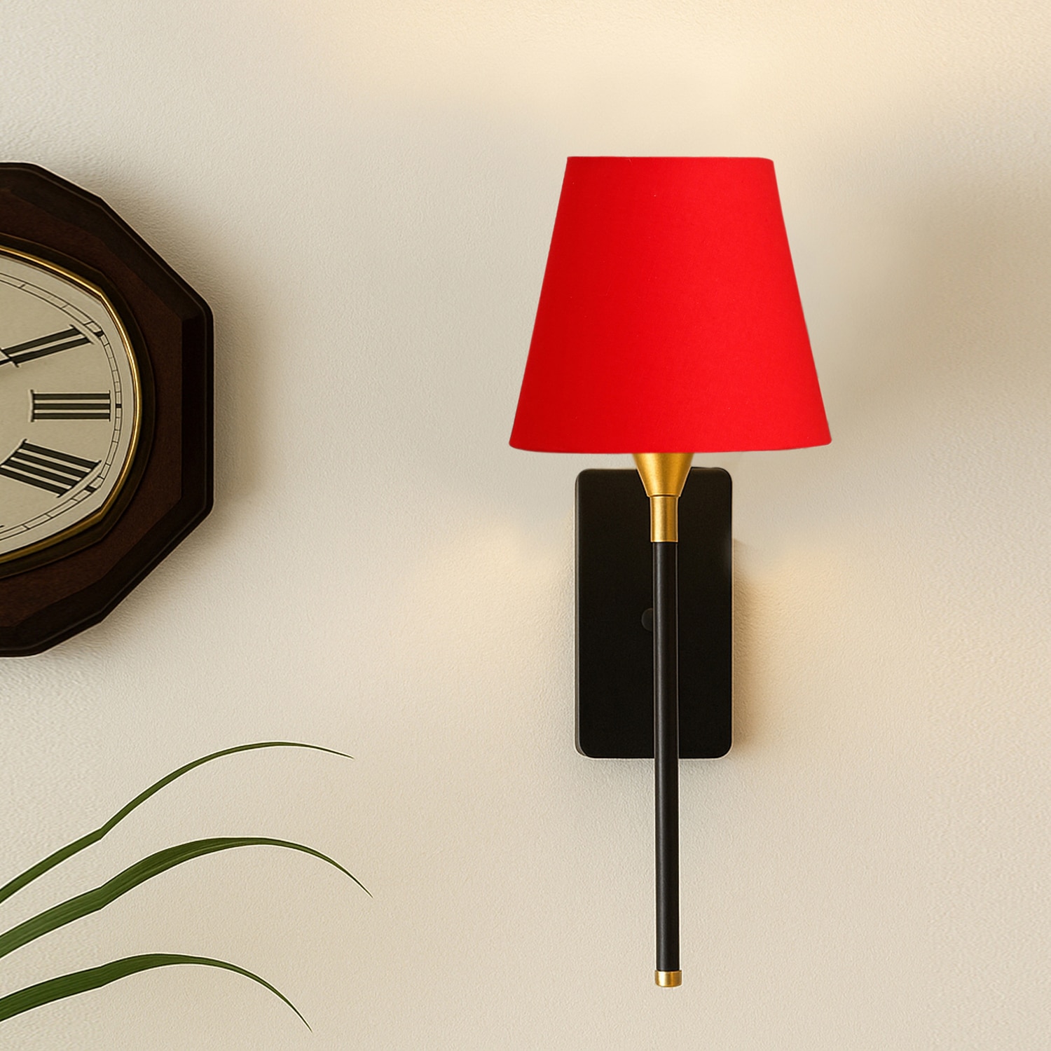 Devansh Metal Electric Wall Light in Black Colour with Red Shade Count of 1 Light - Devansh