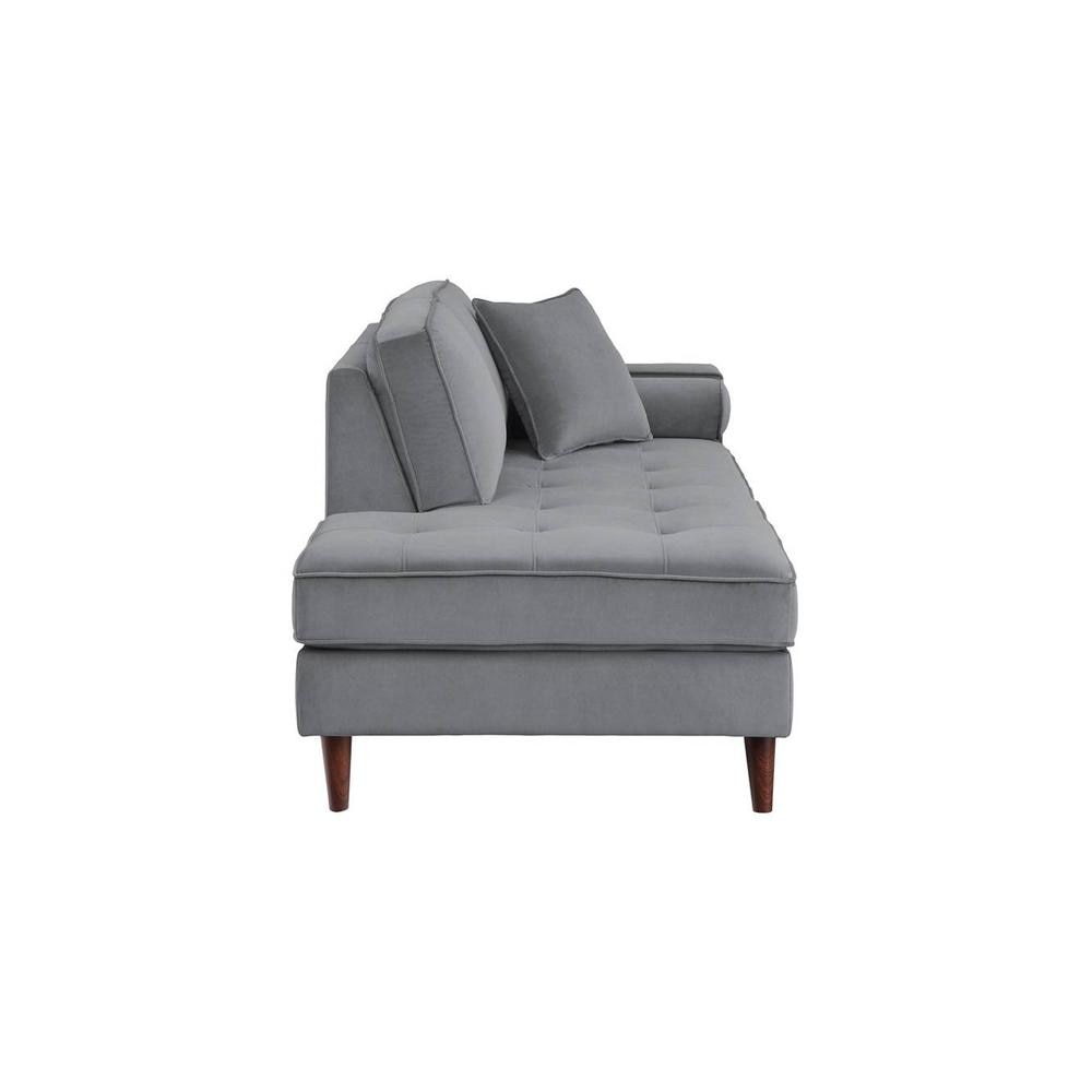 Mydril Velvet Chaise Launger in Grey Colour