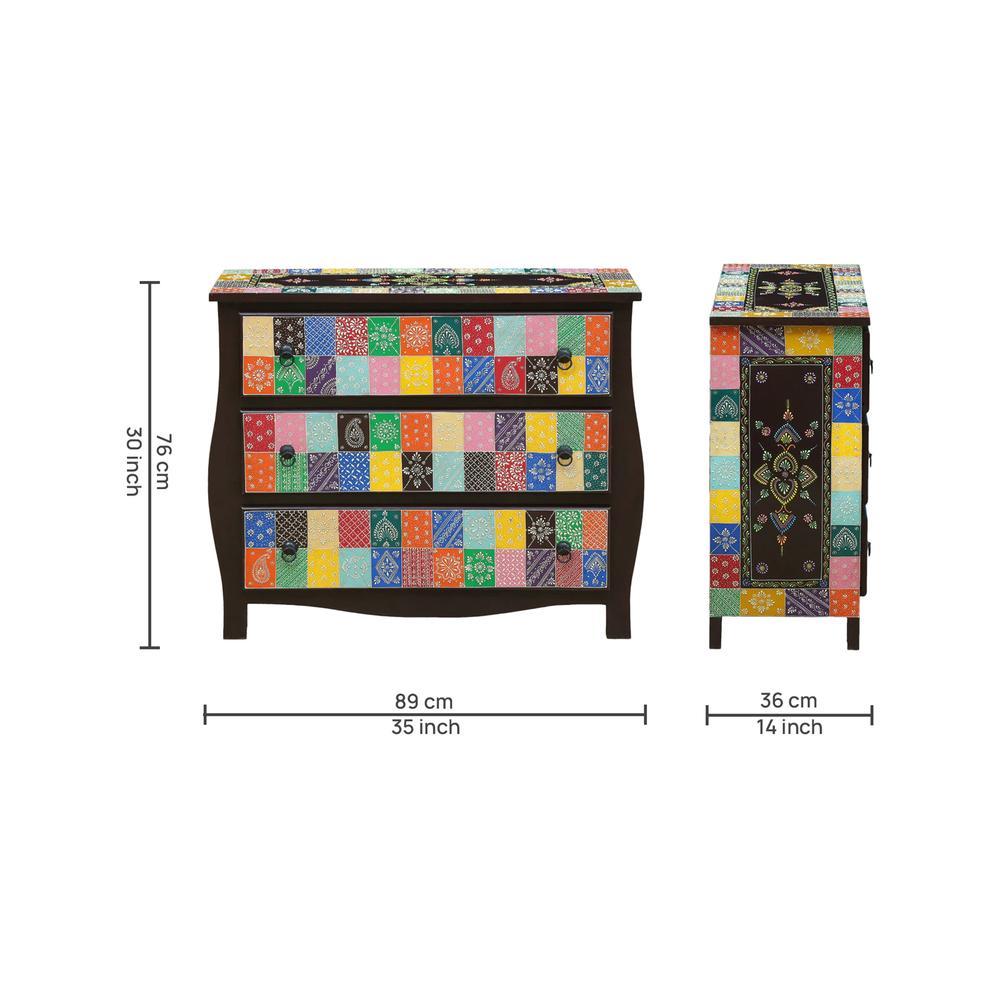 Amara Solid Wood Hand Painted Chest Of Drawer in MultiColour